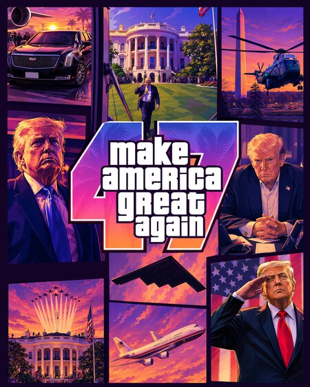 Trump también se sube a la ola de GTA 6 y "homenajea" la carátula del videojuego de Rockstar