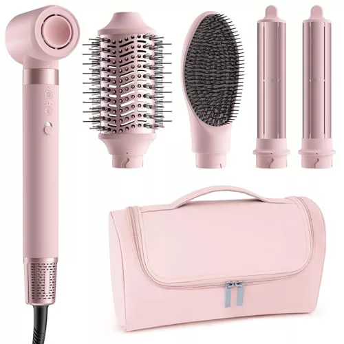 MESCOMB 5 en 1 Air Styler & Cepillo Secador de Pelo, Secado Rápido, Sin Daños por Calor, Sin Frizz par Volumisation para Todo Tipo de Cabello, Bolsa Organizadora de Regalo, Dar Regalos