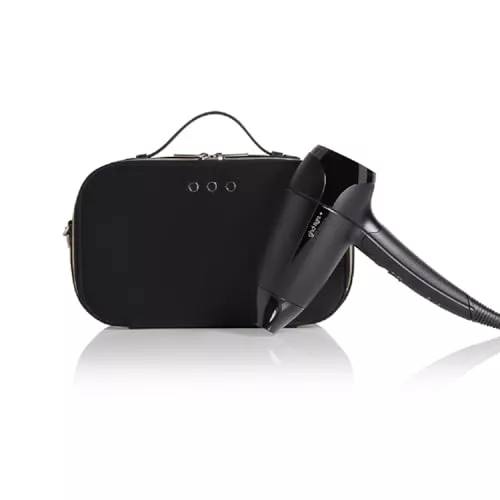 ghd Flight+ - Secador de Pelo de Viaje, Potente, Premium, Plegable y Portátil con Lujoso Estuche de Transporte, Voltaje Dual - Para Todo Tipo de Cabello - Color Negro, (Enchufe Europeo)