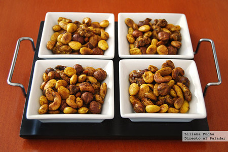 Aperitivo de frutos secos tostados al curry. Receta
