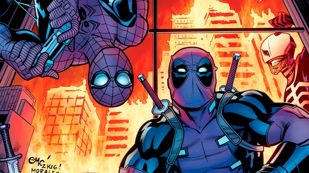 Cuando Spider-Man rompió la cuarta pared después de que Deadpool le explicase con quién habla cuando gira la cabeza y dice cosas sin sentido Cuando Spider-Man rompió la cuarta pared después de que Deadpool le explicase con quién habla cuando gira la cabeza y dice cosas sin sentido