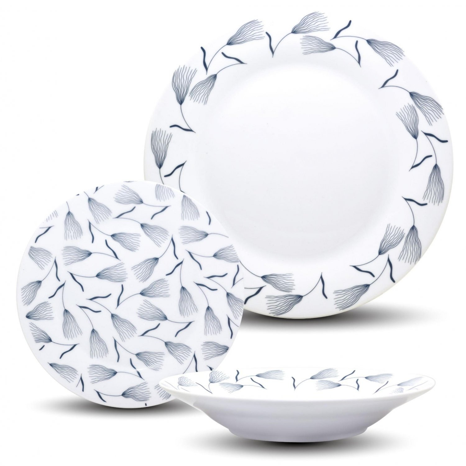  Vajilla de Porcelana de 12 pzas CARREFOUR HOME Leaf - Azul 