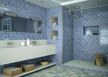 Azulejo cerámico Treviso efecto piedra azul