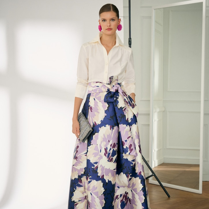 Woman Fiesta El Corte Inglés - Vestido camisero largo con volumen y top de manga larga.