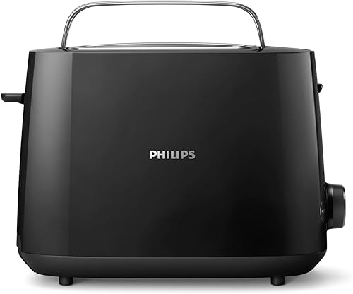 Philips Tostadora de pan 2 Ranuras, 8 Ajustes, Calientabollos, Negro