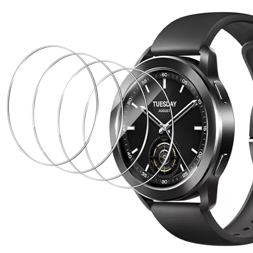 Yenwen Protector de Pantalla para Xiaomi Watch S3 Cristal, Dureza 9H Película Vidrio Templado, Anti-arañazos Protector de Pantalla de Cristal Templado - 4 Piezas