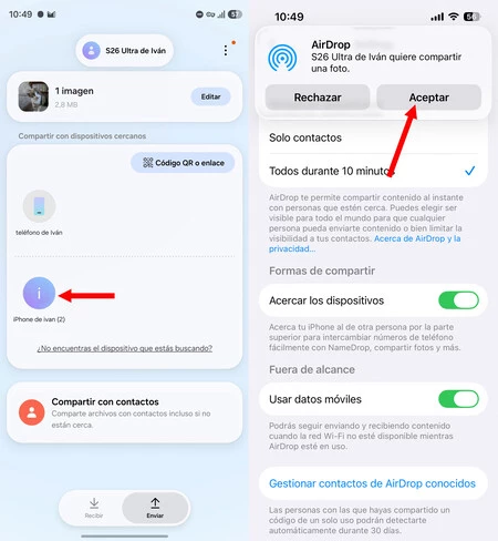 Quick Share detecta dispositivos con AirDrop cuando están al descubierto para todos
