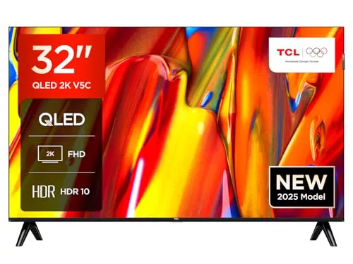 TCL 32V5C - Smart QLED Full HD de 32" Direct LED TV con Android TV y HDR - Compatible con Google Cast y Google Home, diseño Delgado