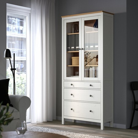 Hemnes Vitrina Con Cajones Tinte Blanco Marron Claro 1052143 Pe845952 S5