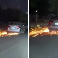 Surrealista: Arrastra durante 3 km a una moto que acababa de atropellar y luego se da a la fuga. Acaba con los grilletes