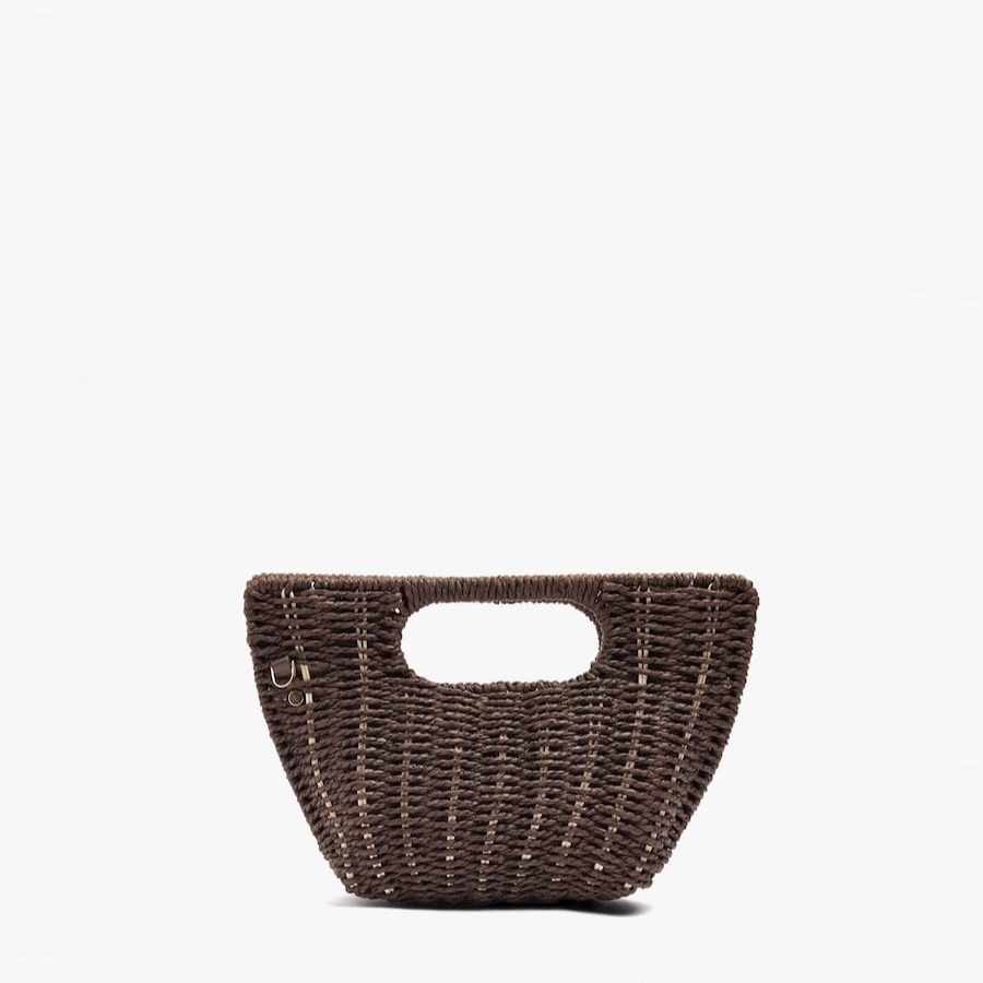 Bolso de fiesta efecto rafia convertible a bandolera con cierre imantado en liso Parfois

