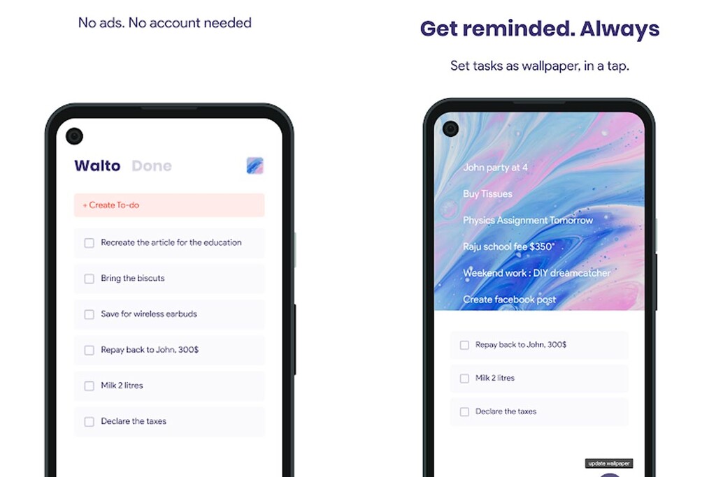 'Walto': las tareas pendientes como fondo de pantalla para un móvil Android