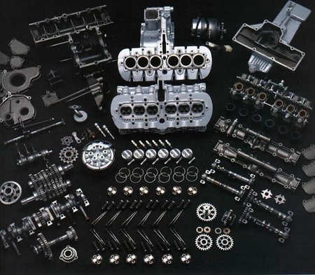 Honda RC 166, despiece del motor