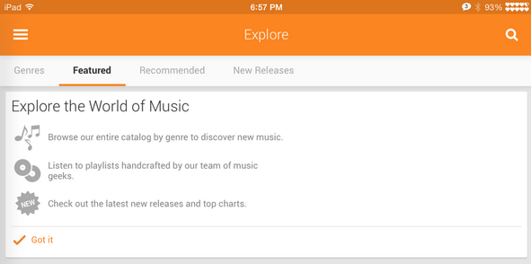 Google Play Music iPad