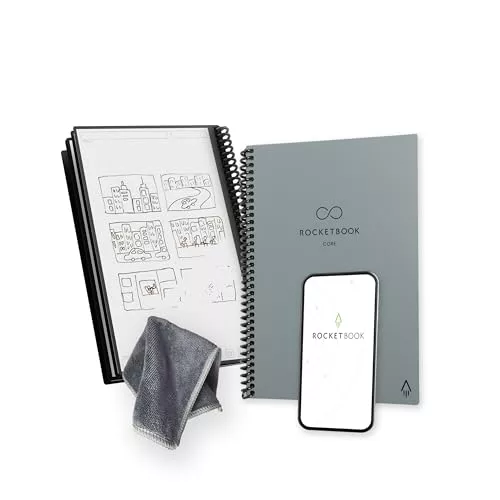 Rocketbook Core Cuaderno Espiral Reutilizable, Tamaño A5, Conexión a App