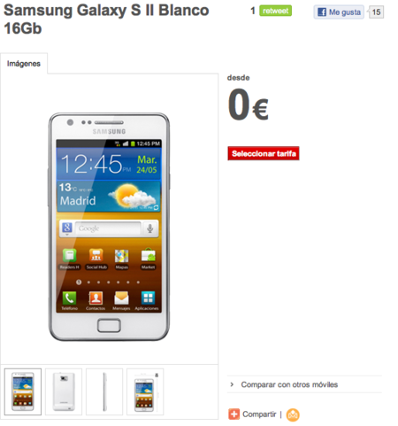 ¿Buscáis un Samsung Galaxy S2 blanco? Vodafone lo tiene