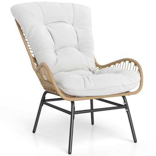 COSTWAY Sillon de Ratan con Cojin