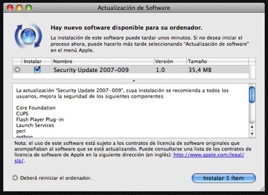 Nueva actualización de seguridad 2007-009