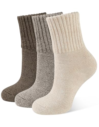 CLOSEMATE 3 Pares Calcetines Termicos Mujer Invierno sin Costuras Frio Extremo Calientes de Algodón Grueso Forro Grueso Tonos Marrón