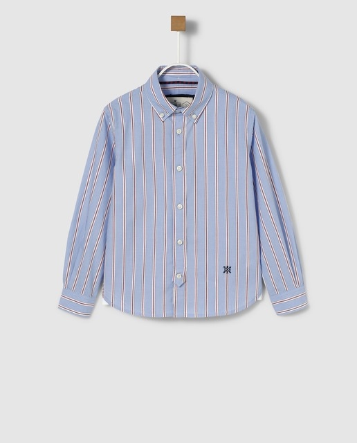 BASS 10
CAMISA DE NIÑO EN AZUL CON RAYAS ROJAS Y BLANCAS