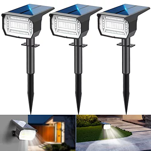 LOTMOS [72 LED/3 Piezas Luces Solares Exterior Jardín Impermeable IP67