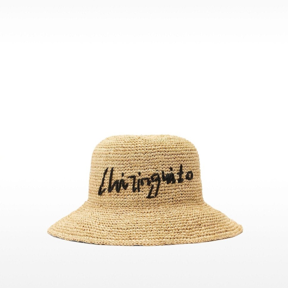 Parfois
Sombrero de mujer efecto rafia con lettering