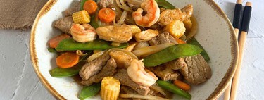 Receta de familia feliz china, el salteado de mar y montaña que lo mezcla todo