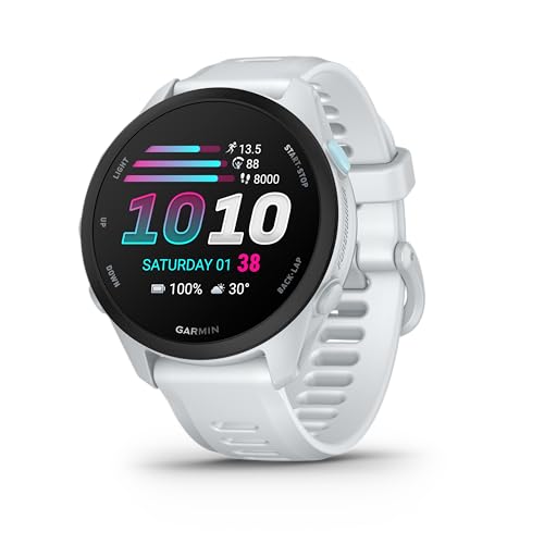 Garmin Forerunner 70 Reloj Inteligente para Correr con GPS, Pantalla Táctil AMOLED, Métricas Optimizadas, Planes de Entrenamiento, Estado de Salud, Autonomía de 13 Días, Blanco