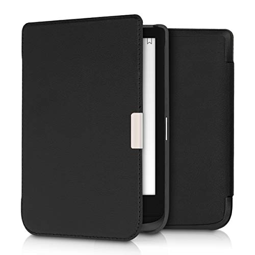kwmobile Carcasa Compatible con Pocketbook Touch Lux 4/5/Touch HD 3/Color (2020)/ Vivlio Lux 5 Funda - Funda con Tapa y Cierre magnético de Cuero sintético - Negro