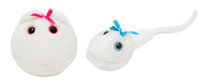 Peluches de óvulo y espermatozoide