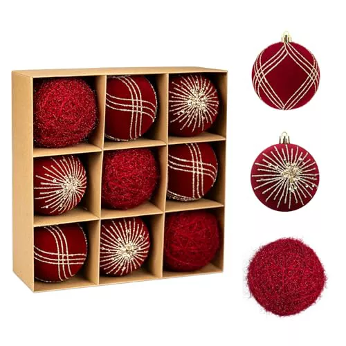Hanari Bolas de Navidad de color rojo brillante