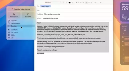 Apple インテリジェンスにテキストを送信する