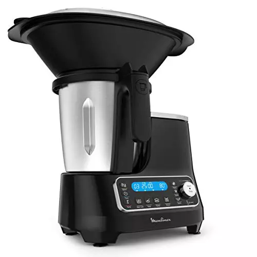 Moulinex HF456810, ClickChef Cocina multifunción compacta, 1400 W, 5 Programas, 32 Funciones, Báscula de cocina integrada, Olla a vapor, Batidora, Color Negro, 3.6 L