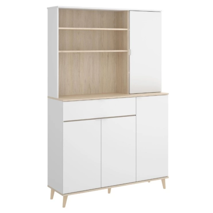 Aparador mueble auxiliar Shaw blanco y roble