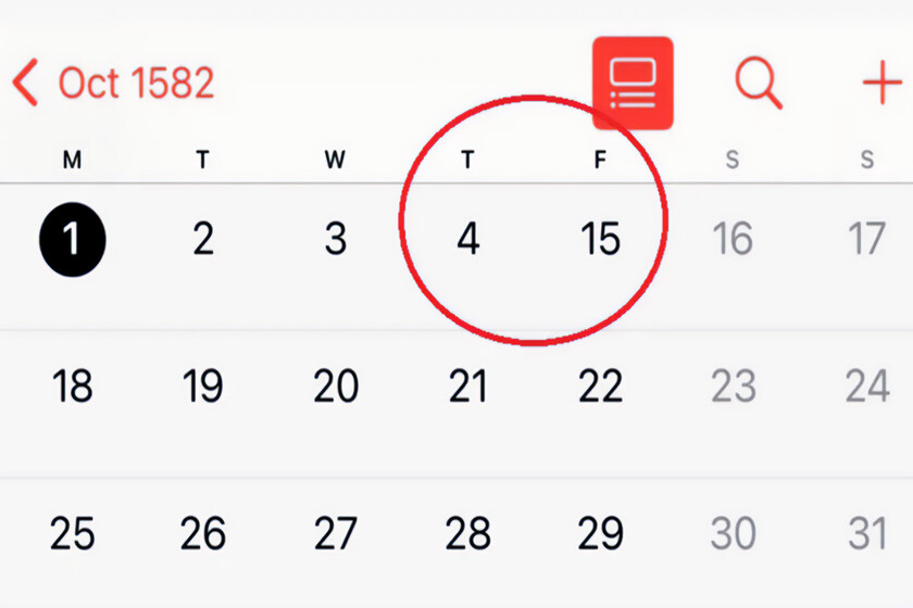 En el calendario de tu teléfono faltan 10 días del mes de octubre de 1582. Es completamente correcto