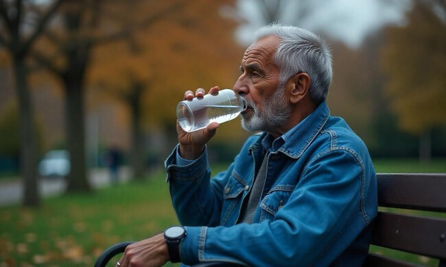 Persona bebiendo agua