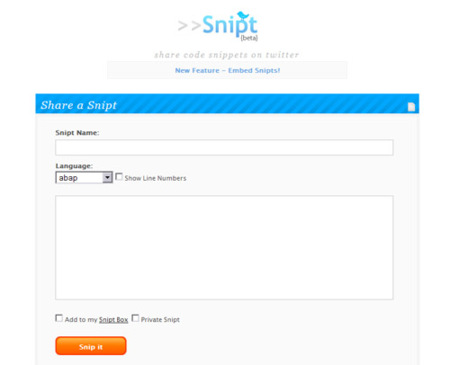 Snipt, comparte fragmentos de código en redes de microblogging