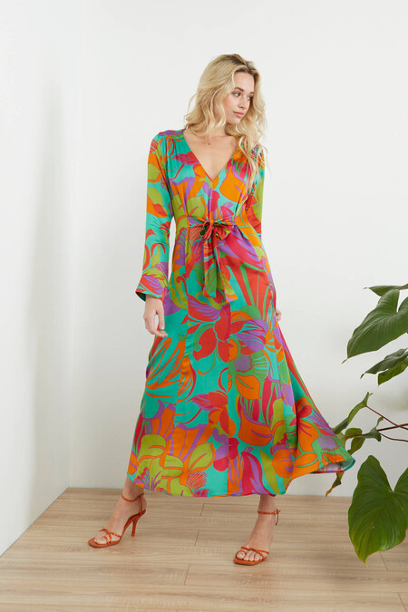 Abito Viscosa Fantasia Foglie D31e0678 30 Weba