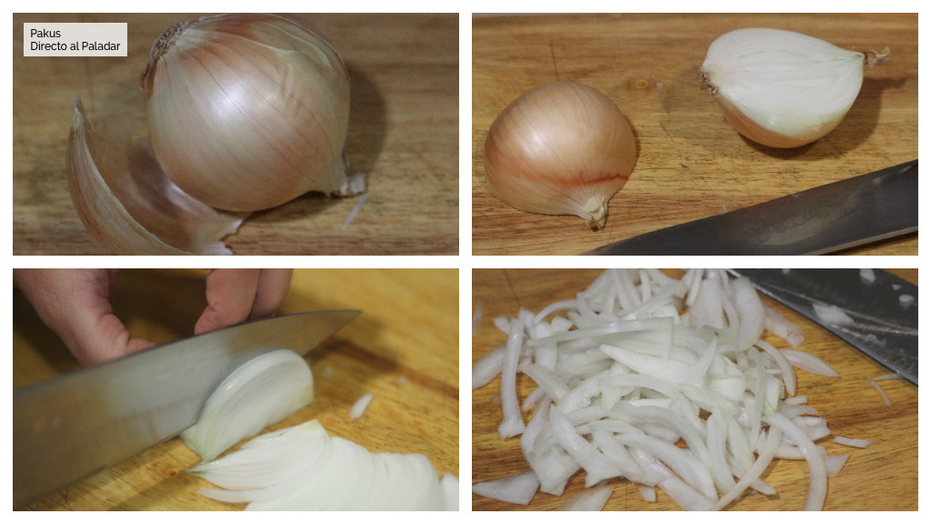 Cortes básicos de la cebolla en juliana, en aros y en brunoise