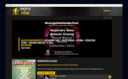Conciertos en casa: esta web nos ofrece una agenda de las actuaciones en streaming que llevan a cabo artistas de todo el mundo