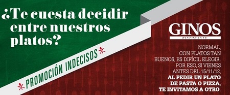 Al pedir un plato de pasta o pizza en Ginos, te regalan otro