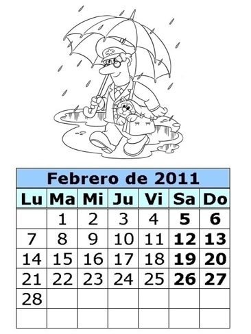 Calendarios infantiles para imprimir