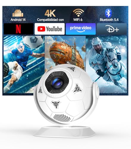 Magcubic Mini Proyector Portátil HY300F 4K 1080P Support, Diseño Fútbol 360° 
