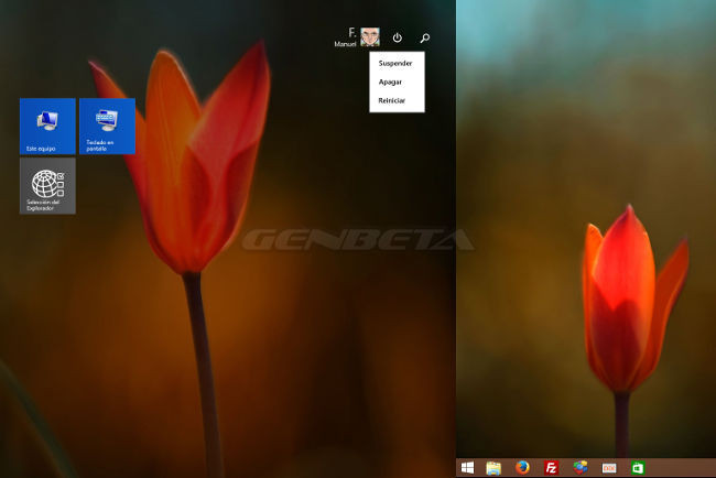 Windows 8.1 Update 1 en configuración de doble monitor