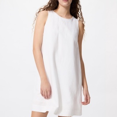 Vestido mini lino mezcla sin mangas
