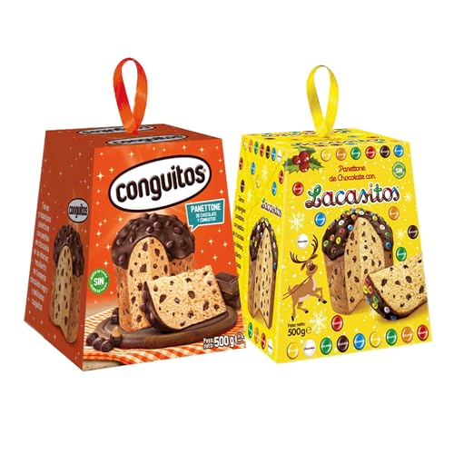Lote de Panettone de chocolate con Lacasitos 500G + Panettone de chocolate con Conguitos 500G