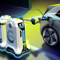 Volkswagen presenta su 'mayordomo' particular: un robot autónomo que carga coches eléctricos a demanda