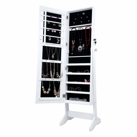 Amazon nos ofrece este mueble 2 en 1 por 58,49 euros en oferta flash: es un espejo de pie con armario joyero incorporado Langría