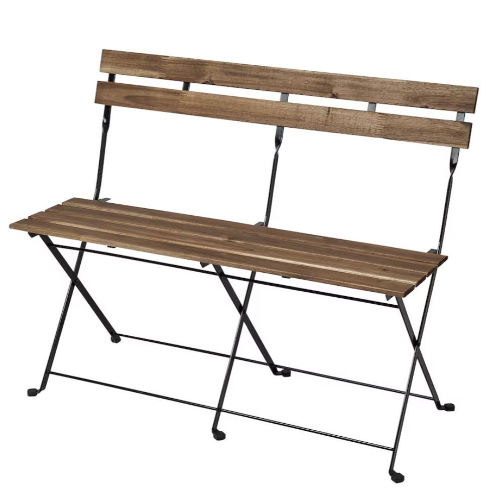 TÄRNÖ
Banco jardín, plegable negro/tinte marrón claro