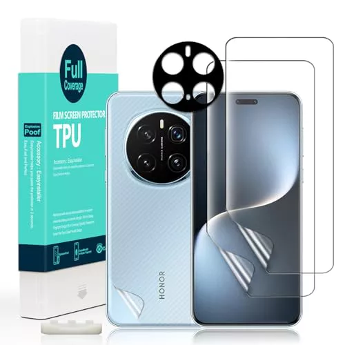 Ibywind 2 Piezas Protector Pantalla para Honor Magic7 Pro 5G 6,8"+1 Pieza Protector Cámara+1 Pieza Protector Trasera Fibra Carbono,Protector hidrogel TPU